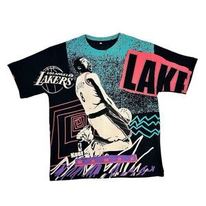 Kobe Bryant 90s Retro Lakers All Over Print Tee Size L Magic Johnson T’s Style